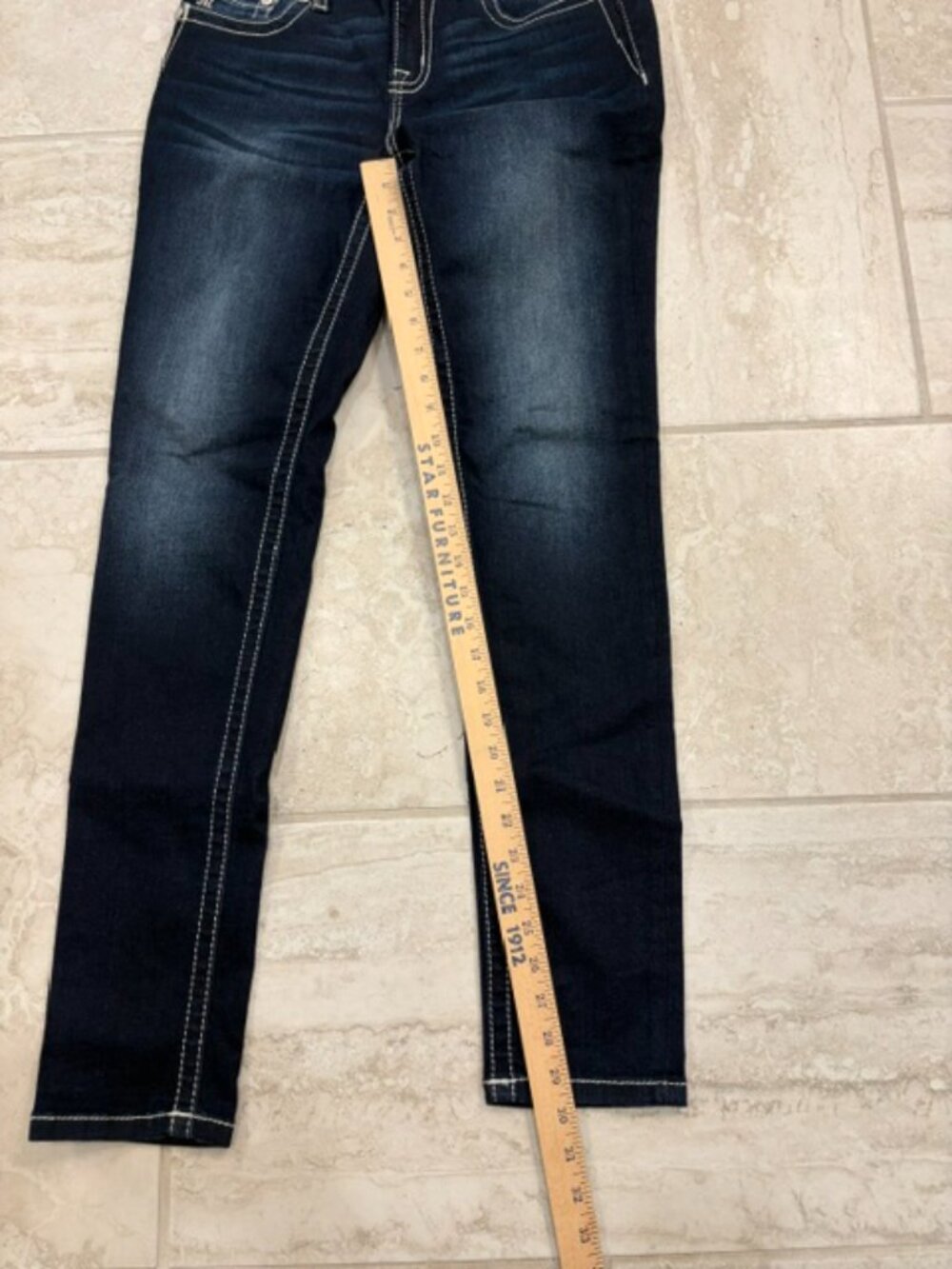 Miss Me Easy Skinny Jeans Size 27 Dark Wash Embellished Big Stitch Y2K Western - Picture 12 of 12